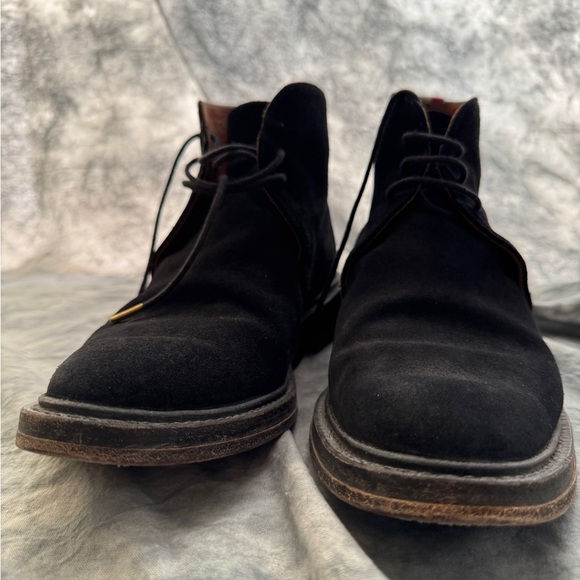 Thom Browne Black Suede Chukka Boots with Red-White-Blue Heel Loop - Picture 2 of 4